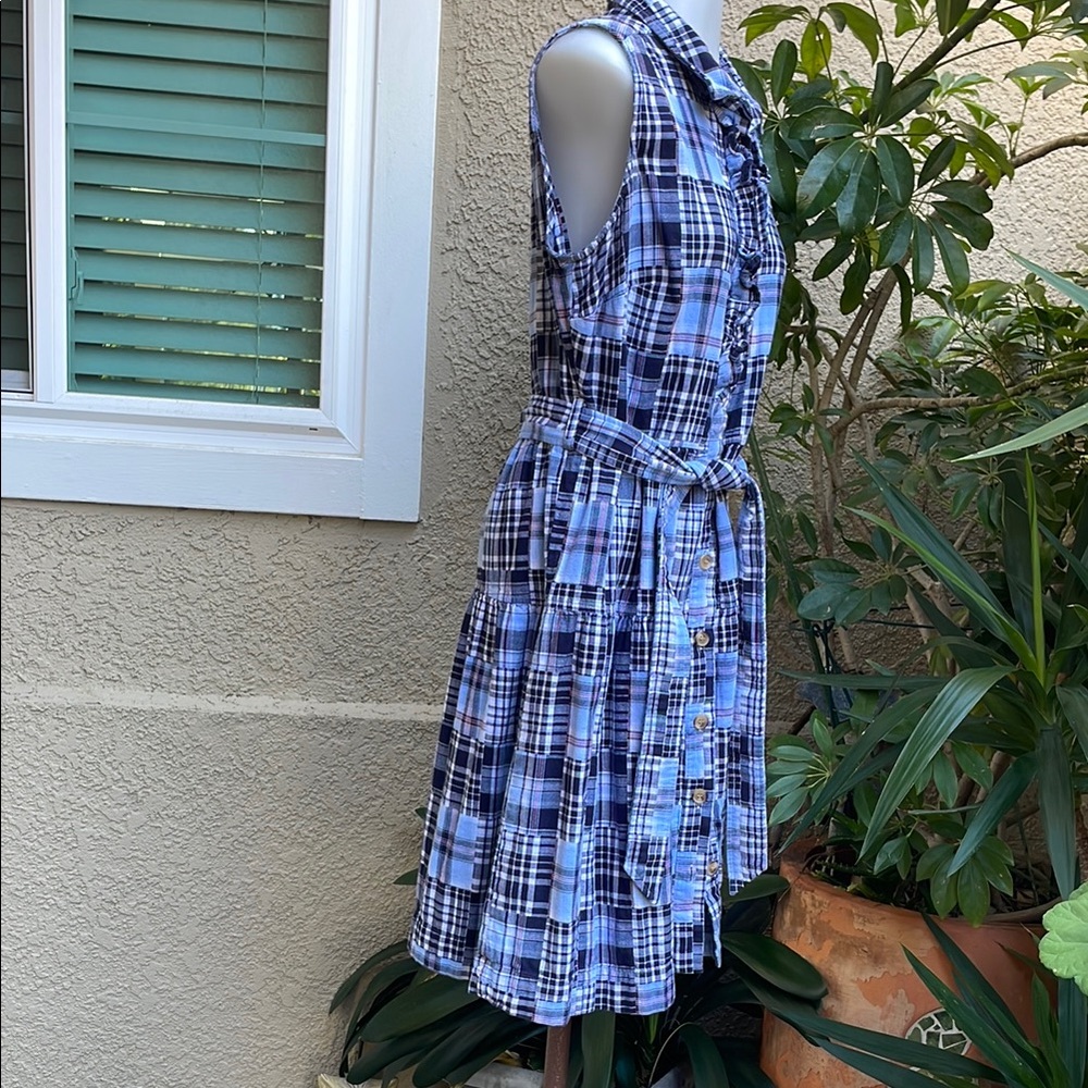 Vintage Multicolored Plaid Tommy Hilfiger Cotton Sleeveless Dress - Picture 5 of 11
